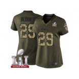 Women's Nike New England Patriots #29 LeGarrette Blount Limited Green Salute to Service Super Bowl LI 51 NFL Jersey