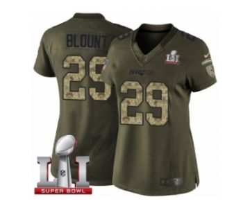 Women's Nike New England Patriots #29 LeGarrette Blount Limited Green Salute to Service Super Bowl LI 51 NFL Jersey