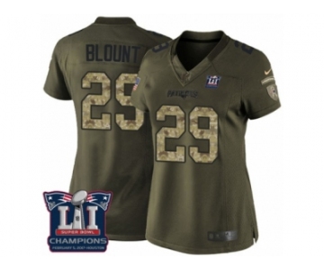 Women's Nike New England Patriots #29 LeGarrette Blount Limited Green Salute to Service Super Bowl LI Champions NFL Jersey