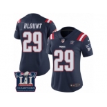 Women's Nike New England Patriots #29 LeGarrette Blount Limited Navy Blue Rush Super Bowl LI Champions NFL Jersey