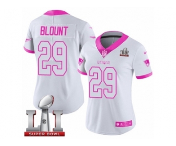 Women's Nike New England Patriots #29 LeGarrette Blount Limited White Pink Rush Fashion Super Bowl LI 51 NFL Jersey