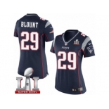 Women's Nike New England Patriots #29 LeGarrette Blount Navy Blue Team Color Super Bowl LI 51 NFL Jersey