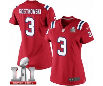 Women's Nike New England Patriots #3 Stephen Gostkowski Elite Red Alternate Super Bowl LI 51 NFL Jersey