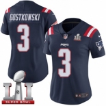 Women's Nike New England Patriots #3 Stephen Gostkowski Limited Navy Blue Rush Super Bowl LI 51 NFL Jersey