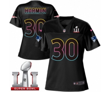 Women's Nike New England Patriots #30 Duron Harmon Game Black Fashion Super Bowl LI 51 NFL Jersey