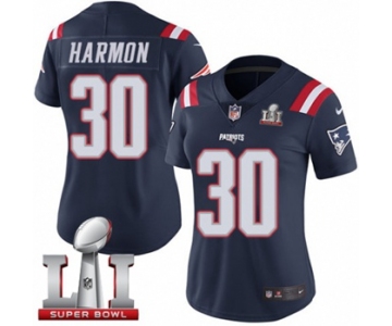 Women's Nike New England Patriots #30 Duron Harmon Limited Navy Blue Rush Super Bowl LI 51 NFL Jersey