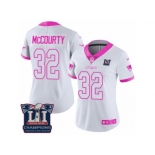 Women's Nike New England Patriots #32 Devin McCourty Limited White Pink Rush Fashion Super Bowl LI Champions NFL Jersey