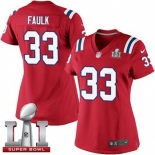 Women's Nike New England Patriots #33 Kevin Faulk Elite Red Alternate Super Bowl LI 51 NFL Jersey