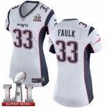 Women's Nike New England Patriots #33 Kevin Faulk Elite White Super Bowl LI 51 NFL Jersey