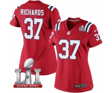 Women's Nike New England Patriots #37 Jordan Richards Elite Red Alternate Super Bowl LI 51 NFL Jersey