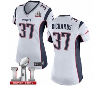 Women's Nike New England Patriots #37 Jordan Richards Elite White Super Bowl LI 51 NFL Jersey