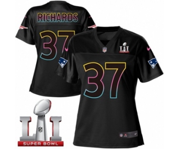 Women's Nike New England Patriots #37 Jordan Richards Game Black Fashion Super Bowl LI 51 NFL Jersey