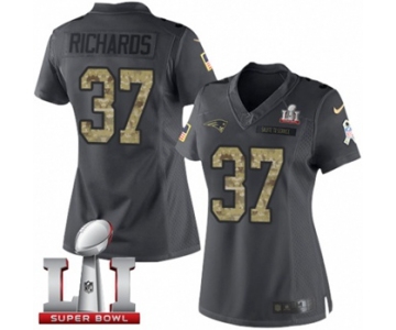 Women's Nike New England Patriots #37 Jordan Richards Limited Black 2016 Salute to Service Super Bowl LI 51 NFL Jersey