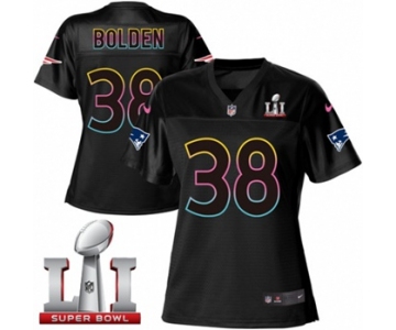 Women's Nike New England Patriots #38 Brandon Bolden Game Black Fashion Super Bowl LI 51 NFL Jersey