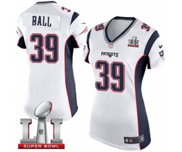 Women's Nike New England Patriots #39 Montee Ball Elite White Super Bowl LI 51 NFL Jersey