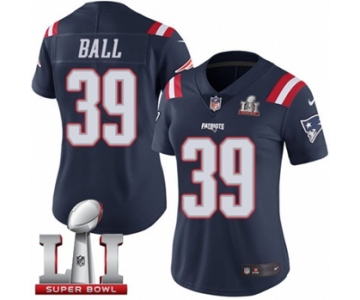 Women's Nike New England Patriots #39 Montee Ball Limited Navy Blue Rush Super Bowl LI 51 NFL Jersey