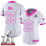 Women's Nike New England Patriots #39 Montee Ball Limited White-Pink Rush Fashion Super Bowl LI 51 NFL Jersey