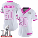 Women's Nike New England Patriots #50 Rob Ninkovich Limited White-Pink Rush Fashion Super Bowl LI 51 NFL Jersey