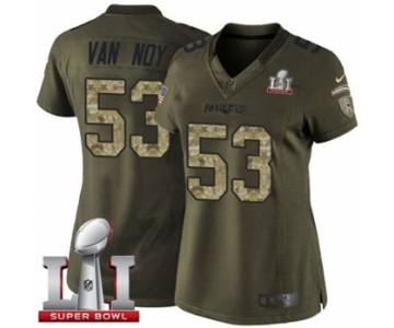 Women's Nike New England Patriots #53 Kyle Van Noy Limited Green Salute to Service Super Bowl LI 51 NFL Jersey