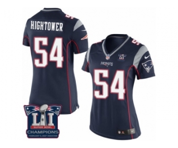 Women's Nike New England Patriots #54 Dont'a Hightower Navy Blue Team Color Super Bowl LI Champions NFL Jersey