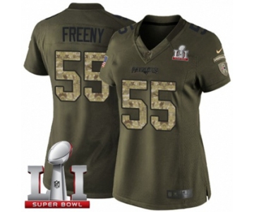 Women's Nike New England Patriots #55 Jonathan Freeny Limited Green Salute to Service Super Bowl LI 51 NFL Jersey