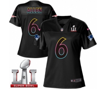 Women's Nike New England Patriots #6 Ryan Allen Game Black Fashion Super Bowl LI 51 NFL Jersey