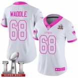 Women's Nike New England Patriots #68 LaAdrian Waddle Limited White-Pink Rush Fashion Super Bowl LI 51 NFL Jersey