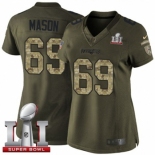 Women's Nike New England Patriots #69 Shaq Mason Limited Green Salute to Service Super Bowl LI 51 NFL Jersey