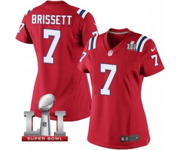 Women's Nike New England Patriots #7 Jacoby Brissett Elite Red Alternate Super Bowl LI 51 NFL Jersey