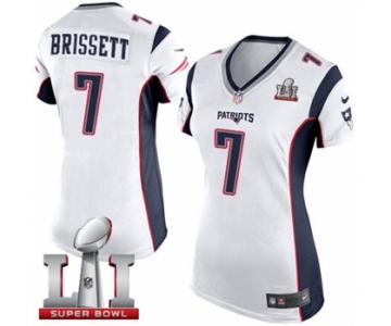 Women's Nike New England Patriots #7 Jacoby Brissett Elite White Super Bowl LI 51 NFL Jersey