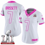 Women's Nike New England Patriots #7 Jacoby Brissett Limited White-Pink Rush Fashion Super Bowl LI 51 NFL Jersey