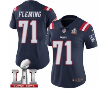 Women's Nike New England Patriots #71 Cameron Fleming Limited Navy Blue Rush Super Bowl LI 51 NFL Jersey