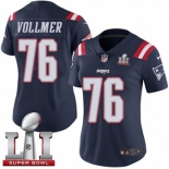 Women's Nike New England Patriots #76 Sebastian Vollmer Limited Navy Blue Rush Super Bowl LI 51 NFL Jersey