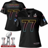 Women's Nike New England Patriots #77 Nate Solder Game Black Fashion Super Bowl LI 51 NFL Jersey