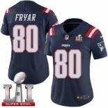 Women's Nike New England Patriots #80 Irving Fryar Limited Navy Blue Rush Super Bowl LI 51 NFL Jersey