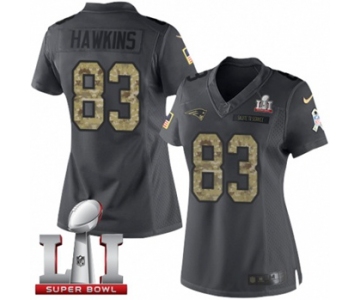 Women's Nike New England Patriots #83 Lavelle Hawkins Limited Black 2016 Salute to Service Super Bowl LI 51 NFL Jersey