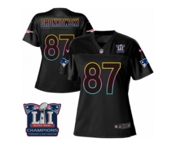 Women's Nike New England Patriots #87 Rob Gronkowski Game Black Fashion Super Bowl LI Champions NFL Jersey