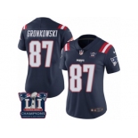 Women's Nike New England Patriots #87 Rob Gronkowski Limited Navy Blue Rush Super Bowl LI Champions NFL Jersey