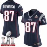 Women's Nike New England Patriots #87 Rob Gronkowski Limited Navy Blue Team Color Super Bowl LI 51 NFL Jersey