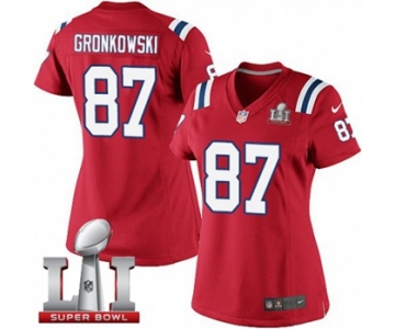 Women's Nike New England Patriots #87 Rob Gronkowski Limited Red Alternate Super Bowl LI 51 NFL Jersey