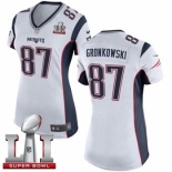 Women's Nike New England Patriots #87 Rob Gronkowski Limited White Super Bowl LI 51 NFL Jersey