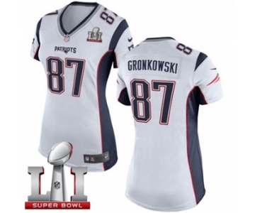 Women's Nike New England Patriots #87 Rob Gronkowski Limited White Super Bowl LI 51 NFL Jersey