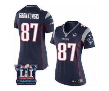 Women's Nike New England Patriots #87 Rob Gronkowski Navy Blue Team Color Super Bowl LI Champions NFL Jersey