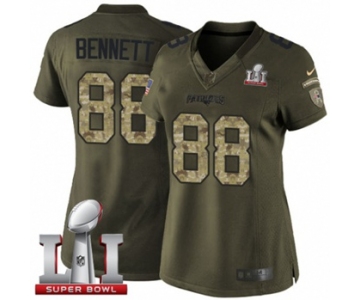 Women's Nike New England Patriots #88 Martellus Bennett Limited Green Salute to Service Super Bowl LI 51 NFL Jersey