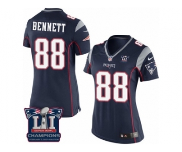 Women's Nike New England Patriots #88 Martellus Bennett Navy Blue Team Color Super Bowl LI Champions NFL Jersey