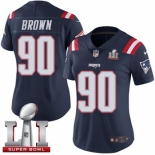 Women's Nike New England Patriots #90 Malcom Brown Limited Navy Blue Rush Super Bowl LI 51 NFL Jersey