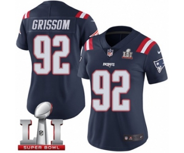 Women's Nike New England Patriots #92 Geneo Grissom Limited Navy Blue Rush Super Bowl LI 51 NFL Jersey