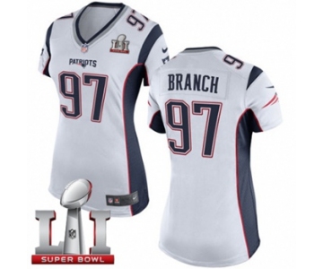 Women's Nike New England Patriots #97 Alan Branch Elite White Super Bowl LI 51 NFL Jersey