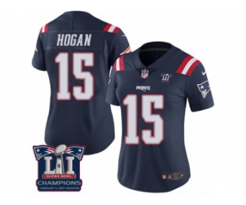 Women's Nike WNew England Patriots #15 Chris Hogan Limited Navy Blue Rush Super Bowl LI Champions NFL Jersey