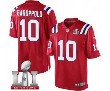 Youth Nike New England Patriots #10 Jimmy Garoppolo Elite Red Alternate Super Bowl LI 51 NFL Jersey